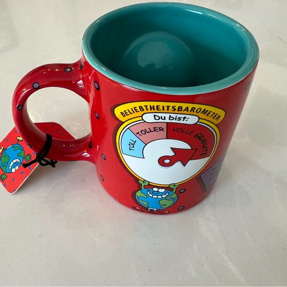 Vintage collectors mug 30 year birthday celebration in German 2002 colorful, red